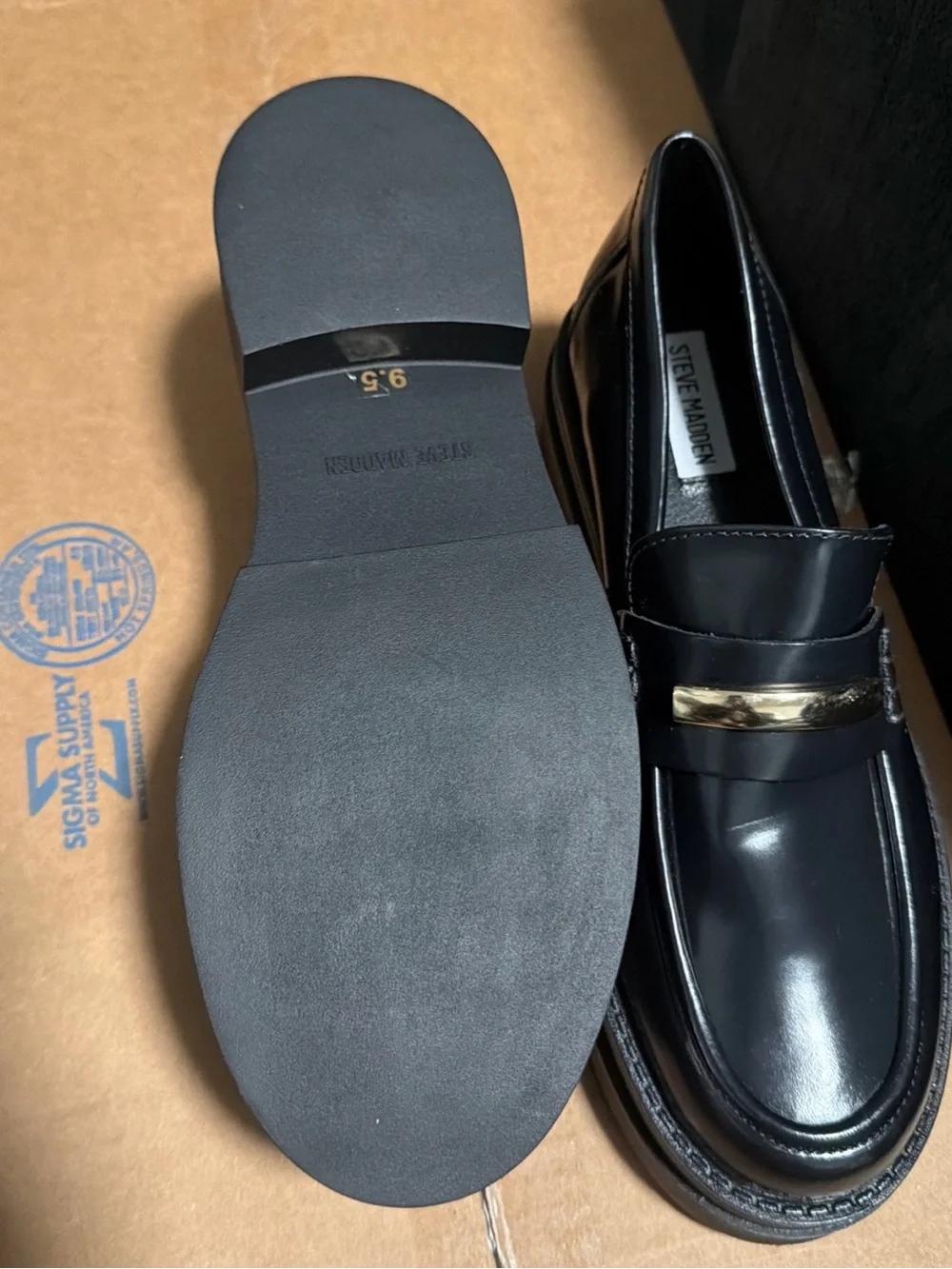 Steve Madden RODRIGO  Black Leather 2 inch Platform Loafer - Women's Size 9.5